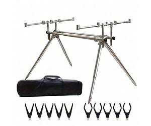 Jiuvaso Support de Canne à Pêche Porte Canne Râtelier Trépied Réglable en Alliage d'Aluminium Léger avec Réglage de Hauteur Télescopique Adapté au Rivages Berges de Lac Sorties Camping Pêche
