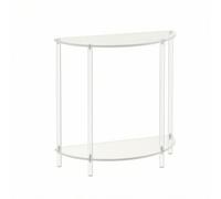 Jiuvaso Table Basse en Acrylique Table d'Appoint Table de Bout Table d'angle Silhouette Demi-Ronde à Dos Plat avec Étagère Double Transparente et Stable Adaptée au Salon Chambre Lecture