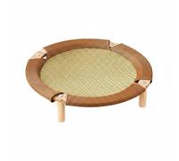 Jiuvaso Tapis de Repos Chat Lit Panier Coussin Hamac Maille Aérée et Rotin pour Confort Tempéré Forme Circulaire Rassurante Stabilité Renforcée Convient aux Pauses Détente Intérieur Familial