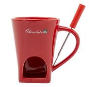 Jiuvaso Tasse Fondue Au Chocolat Mug Fondue Chocolat Récipient Fondue Chauffe-beurre Céramique Compact Convient pour Les Dîners entre Amis Mariages Goûters Ré, Rouge
