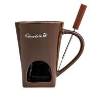 Jiuvaso Tasse Fondue Au Chocolat Mug Fondue Chocolat Récipient Fondue Chauffe-beurre Céramique Compact Convient pour Les Dîners entre Amis Mariages Goûters Ré, Couleur Café