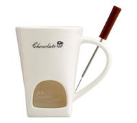 Jiuvaso Tasse Fondue Au Chocolat Mug Fondue Chocolat Récipient Fondue Chauffe-beurre Céramique Compact Convient pour Les Dîners entre Amis Mariages Goûters Ré, Blanc
