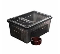 Jiuvaso Terrarium Reptile Boîte d'Élevage Habitat Boîtier PP Alimentaire sans Odeur Couvercle Sécurisé à Double Ouverture et Bonne Ventilation Parois, Noir, L