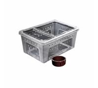 Jiuvaso Terrarium Reptile Boîte d'Élevage Habitat Boîtier PP Alimentaire sans Odeur Couvercle Sécurisé à Double Ouverture et Bonne Ventilation Parois, Transparent, M