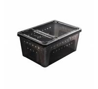 Jiuvaso Terrarium Reptile Boîte d'Élevage Habitat Boîtier PP Alimentaire sans Odeur Couvercle Sécurisé à Double Ouverture et Bonne Ventilation Parois, Noir, M