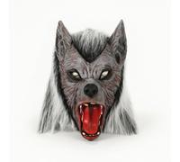 Jiuvaso Tête Loup Moulée en Latex Léger avec Noire et Blanche pour Halloween Costume Carnaval et Performance Théâtrale