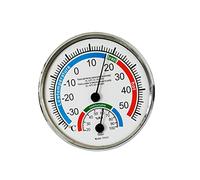 Jiuvaso Thermomètre Hygromètre Analogique Rond Affichage Température Humidité Indicateur Contrôle du Climat Interne Conçu pour Bureaux Restaurants, Blanche