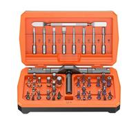 Jiuvaso Tournevis Cliquet Innovant avec Manche T Amovible Kit 42 Embouts En Acier S2 et Boîte de Rangement Pratique Parfait pour Entretien Electronique Assemb