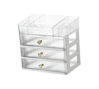 Jiuvaso Trousse de Maquillage de Bureau, Boîte de Rangement Transparente Multifonctionnelle pour Salle de Bain, Idéale pour Un Bureau Ou Un Comptoir, 4 Niveaux Clair