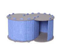 Jiuvaso Tunnel de Jeu pour Chats, Lit-Grotte avec 2 Ouvertures, Housse Amovible Universelle Anti-griffures pour 2 Chats, Niche/nid pour Animaux de Compagnie, Bleu