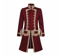 Jiuvaso Uniform Militaire Homme Veste Queue Queue Longue Touches Vintages Confección Polyester pour Bal Costumé Représentation Événement Jeu de Rôle Théâtral, Rouge Militaire, XL