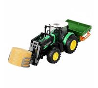 Jiuvaso Véhicule Agricole Télécommandé Jouet Tracteur Camion Remorque Bras Levable Diffusion Engrais Télécommande Adaptée Enfants Agriculture Maison, Vert