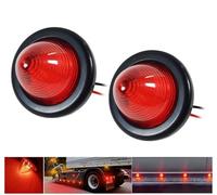 JiuXiu Feu arrière de camion, feu arrière rond de 2 pouces 7LED avec anneau en caoutchouc 12/24V, adapté aux camions, fourgonnettes, bus, camions lourds, remorques, lot de 2 (rouge)