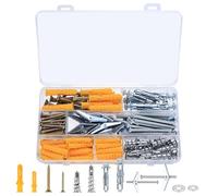jiuxlaan 138 Vis et Chevilles pour Placoplatre, Parpaing Creux et Cloisons | Set de fixation avec vis et chevilles métal/plastique, adapté aux plaques de plâtre, cloisons creuses et parpaings
