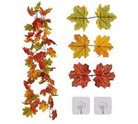 jiuzcare Artificielles Feuilles Automne Guirlande, Multicolore Artificielle Feuilles d'érable Vigne Fausse Plante Tombante pour Thanks-Giving, Mariages, Noël, Fête et décoration d'extérieur, A