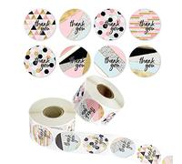 jiuzcare Autocollants Etiquette Merci 3,8cm Autocollants Rondes 500 Pièces Étiquettes Remerciement Thank You Stickers Cadeau Autocollante Les Emballage Enveloppe, CY12