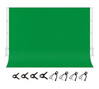 jiuzcare Fond de Photographie 3 x 2 m, 100% Polyester avec 4 Grandes Pinces de Studio et 4 Clips de tarp, écran Vert pour Studio Photo, vidéo et télévision, Vert