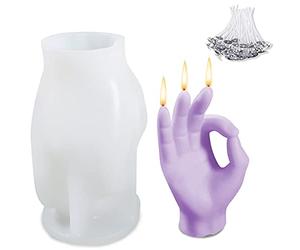 jiuzcare Moule De Bougie De Geste Je T'Aime Gestes De Bougie Hand Gesture Candle Mould Silicone Candlehand Hand Gesture Candle Diy Creative Gesture Epoxy Mould 3D En Forme De Bricolage Artisanat, OK