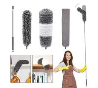 jiuzcare plumeau telescopique plumeau Microfibre Tete de Loup depoussierer Plafond (Long Manche Extensible Flexible Nettoyage Hauteur Toile d’araignée kit Nettoyage Maison 4 pcs)