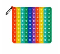 jiuzcare Pop It Géant Arc-en-Ciel 20cm, Table de Multiplication 1-9, Jeu Éducatif Mathématiques avec Mousqueton, Silicone Anti-Stress Enfant 3 Ans+, Soutien Scolaire, Lavable