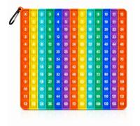 jiuzcare Pop It XXL Arc-en-Ciel 24cm, Table de Multiplication 1-12, Grand Jeu Éducatif Mathématiques avec Mousqueton, Silicone Anti-Stress, Montessori Géant, Lavable