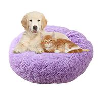 jiuzcare Rond Coussin 50cm Lit Animal De Compagnie Coussin pour Chat Panier Chien PanièRe Rond Lit pour Chat Panier Donut Moelleux Apaisant Comfy pour Chien Chat, Violet
