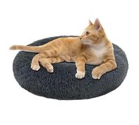 Jiuzcare Rond Coussin 50cm pour Animal De Compagnie - Lit Chat Chien PanièRe Donut Moelleux Apaisant Comfy - Gris Foncé