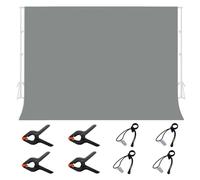 jiuzcare Toile de Fond Gris 3x2m Arrière Plan Grey Backdrop avec4 Pinces de Studio et 4 Clips de Tarp pour Studio Photo Photographie, 100% Polyester Pliable Lavable Durable Écran Noir