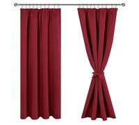 JIUZHEN Décorations de Noël Rideaux Occultants Galon Fronceur pour Rail Lot de 2 Rideau Isolant Thermique Anti UV Double Bloquer Lumiere pour Salon Chambre 117x183cm(LxH) Rouge