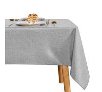 JIUZHEN Nappe Aspect Lin Lavable de Table Anti-tâche Protection de Exterieur Imperméable pour Salle à Manger Jardin Fête Mariage Maison 135x240cm Gris Clair