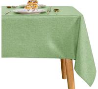 JIUZHEN Nappe Aspect Lin Lavable de Table Anti-tâche Protection de Exterieur Imperméable pour Salle à Manger Jardin Fête Mariage Maison 135x240cm Vert Pois