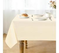 JIUZHEN Nappe Aspect Lin Lavable de Table Anti-tâche Protection de Exterieur Imperméable pour Salle à Manger Jardin Fête Mariage Maison 110x140cm Champagne