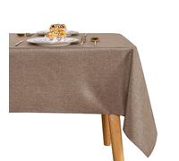JIUZHEN Nappe Aspect Lin Lavable de Table Anti-tâche Protection de Exterieur Imperméable pour Salle à Manger Jardin Fête Mariage Maison 135x260cm Kaki