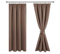 JIUZHEN Rideaux Occultants Galon Fronceur pour Rail Lot de 2 Rideau Isolant Thermique Anti UV Double Rideaux Decoration Bloquer Lumiere pour Salon Chambre 117x183cm(LxH) Kaki