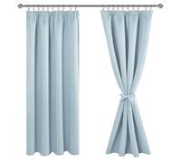 JIUZHEN Rideaux Occultants Galon Fronceur pour Rail Lot de 2 Rideau Isolant Thermique Anti UV Double Rideaux Decoration Bloquer Lumiere pour Salon Chambre 117x183cm(LxH) Bleu Clair
