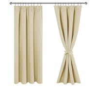 JIUZHEN Rideaux Occultants Galon Fronceur pour Rail Lot de 2 Rideau Isolant Thermique Anti UV Double Rideaux Decoration Bloquer Lumiere pour Salon Chambre 117x183cm(LxH) Beige Clair