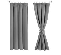 JIUZHEN Rideaux Occultants Galon Fronceur pour Rail Lot de 2 Rideau Isolant Thermique Anti UV Double Rideaux Decoration Bloquer Lumiere pour Salon Chambre 167x183cm(LxH) Gris Girs