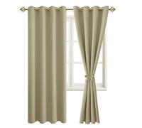 JIUZHEN Rideaux Occultants Rideau Thermique Isolant Anti Chaleur Lot de 2 Rideaux à Oeillets Isolation Lumiere Anti UV pour Chambre Maison Salon 140x260cm(LxH Taupe