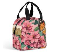 Jiuzhong Ge Hua And Butterfly Sac à déjeuner pour homme et femme, sac fourre-tout isotherme portable avec poignée, étanche, réutilisable, pour le travail, le pique-nique, les voyages
