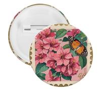Jiuzhong Ge Hua et papillon Badge en métal rond broches léger pour sac à dos, épingles à boutons tendance pour chemises, vestes, châle, manteau unisexe, 5PCS, Fer blanc, épingles rondes en métal