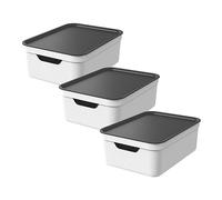 Jive Dekobox Lot de 3 boîtes de rangement 10l avec couvercle, Plastique (PP recyclé), 10l (37.5 x 27.8 x 13.5 cm), Blanc