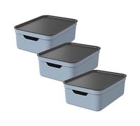 Jive Dekobox Lot de 3 boîtes de rangement 10l avec couvercle, Plastique (PP recyclé), 10l (37.5 x 27.8 x 13.5 cm)