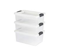 Jive Dome Lot de 3 boîtes de rangement 38l avec couvercle, Plastique (PP) sans BPA, blanc/transparent, 3x38l (58.3 x 40.5 x 35.6 cm)