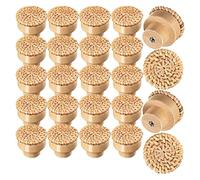 JIVIMOCO Lot de 24 boutons de coiffeuse ronds en bois de rotin bohème