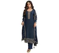 JIVRAJ FASHION Designer Salwar Kameez Costumes Heavy Broderie Travail Shalwar Kameez Costumes Robe Indienne Pakistanaise, noir foncé, Taille unique