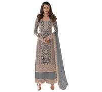 JIVRAJ FASHION Travail de broderie Georgette Party Wear designer Straight Salwar kameez ethnique cousu Shalwar kameez Diamond Work Heavy Dupatta (Choix 3, XL UK 16 Buste 44 Taille 40 Hanches 46)