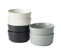 Jiwoo - Ensemble de 6 Bols à Céréales Roman Holiday Couleurs Assorties (2 Bols 15 cm Gris Mat, 4 Bols 15 cm Blanc Mat)