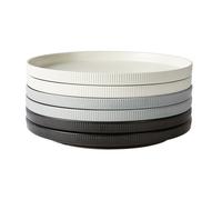 Jiwoo - Service de 6 Assiettes Plates Roman Holiday Couleurs Assorties (2 Assiettes Plates 20 cm Gris Mat, 2 Assiettes Plates 20 cm Blanc Mat)