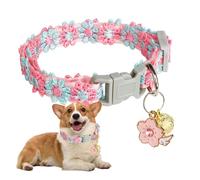 Jiwyunlu Collier Chat - Mignon Doux Broderie Florale Laisse Ajustable avec Une Clochette,Collier pour Chatte - pour Le, la Maison, Le Jardin, Le Camping, Le Printemps et Le Voyage
