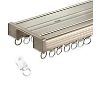 JixCJHj Aluminum Plafond Rail De Rideau Kit Complet Confort Rail 2 Voies with Mute Track，Robustes Montage Mural ou au Plafond pour Separation de Piece, Rideaux, Chambre, Balcon(Gold,5.7m(18.7ft))